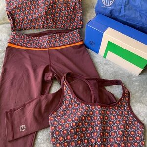Tory Sport Burgundy and Orange Floral Leggings Set